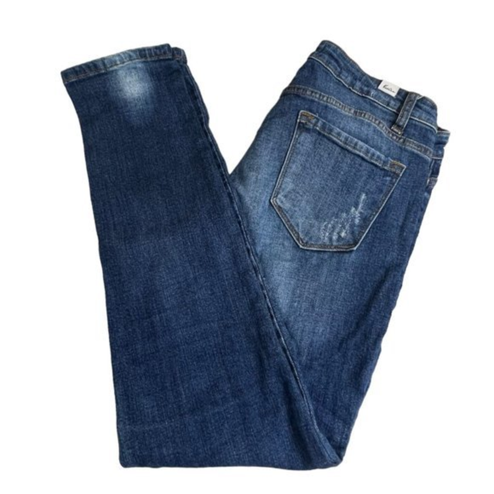 KanCan Womens Dark‎ Wash Mid Rise Distressed Skinny Jeans Size 11/29